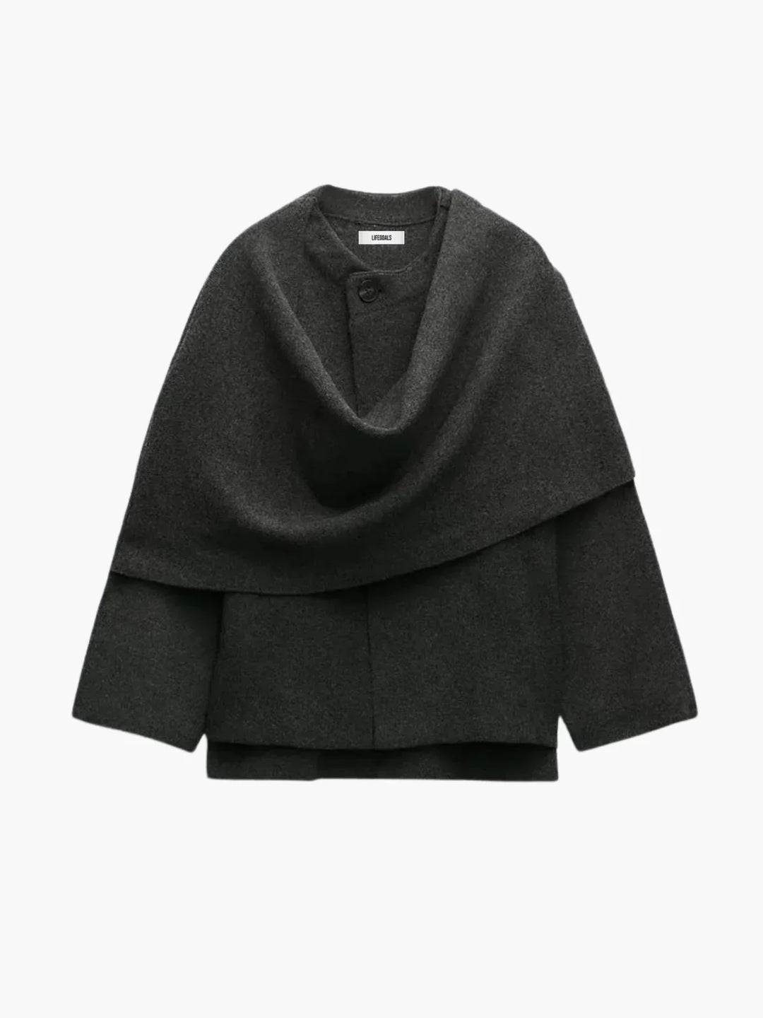 Oversized Wool Blend Scarf Wrap Jacket