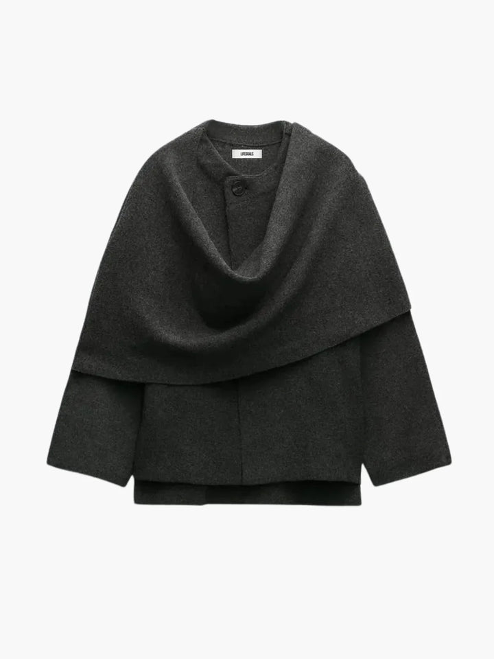 Oversized Wool Blend Scarf Wrap Jacket