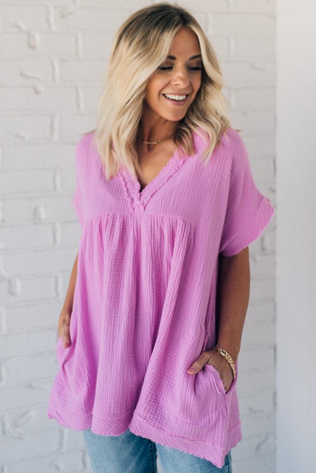 Coleen - Raw Edge Gauze Top