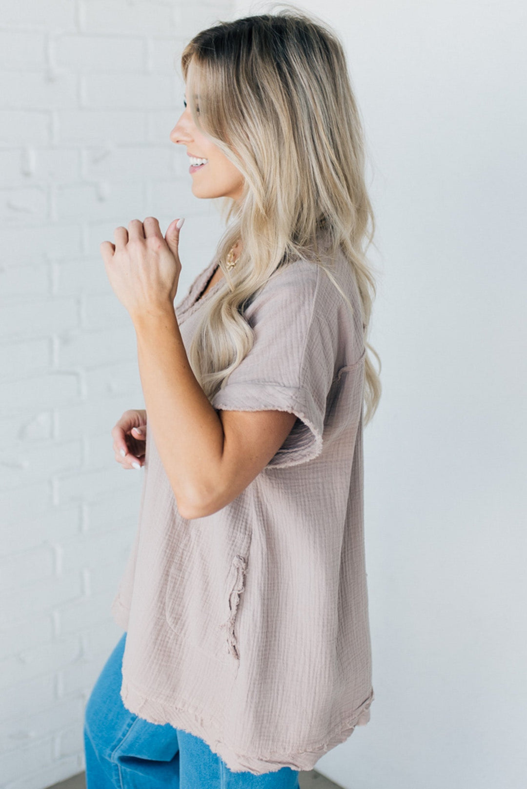Coleen - Raw Edge Gauze Top
