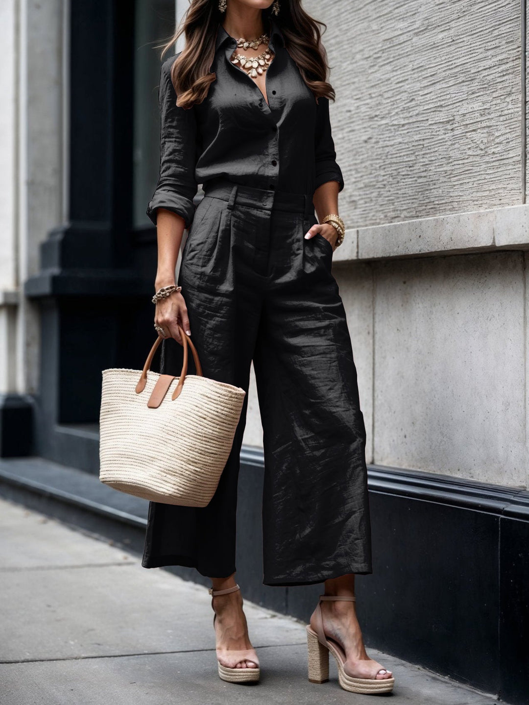 Linen™ | Capri Pants & Shirt Set